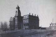 Old black and white photo of original school building