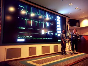 Ezekiel Brown learns how an EKG monitor works