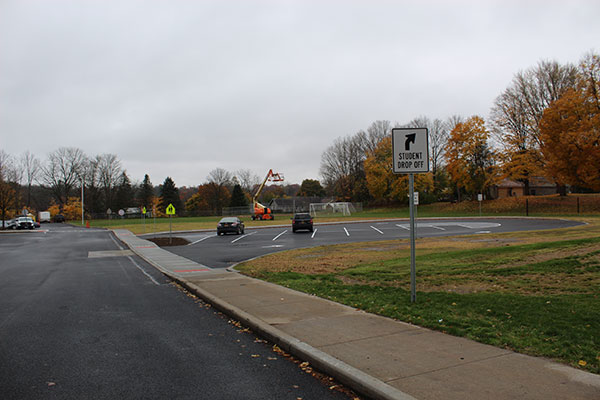 entry road and new parking lot and loop area