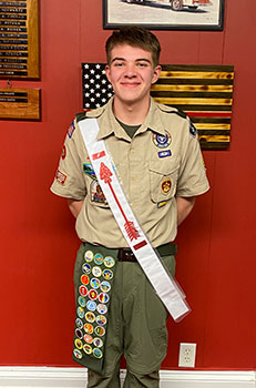 Ethan Kilmartin wearing his Scout uniform