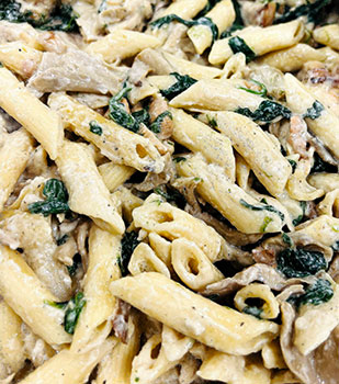 cooked pasta with mushrooms