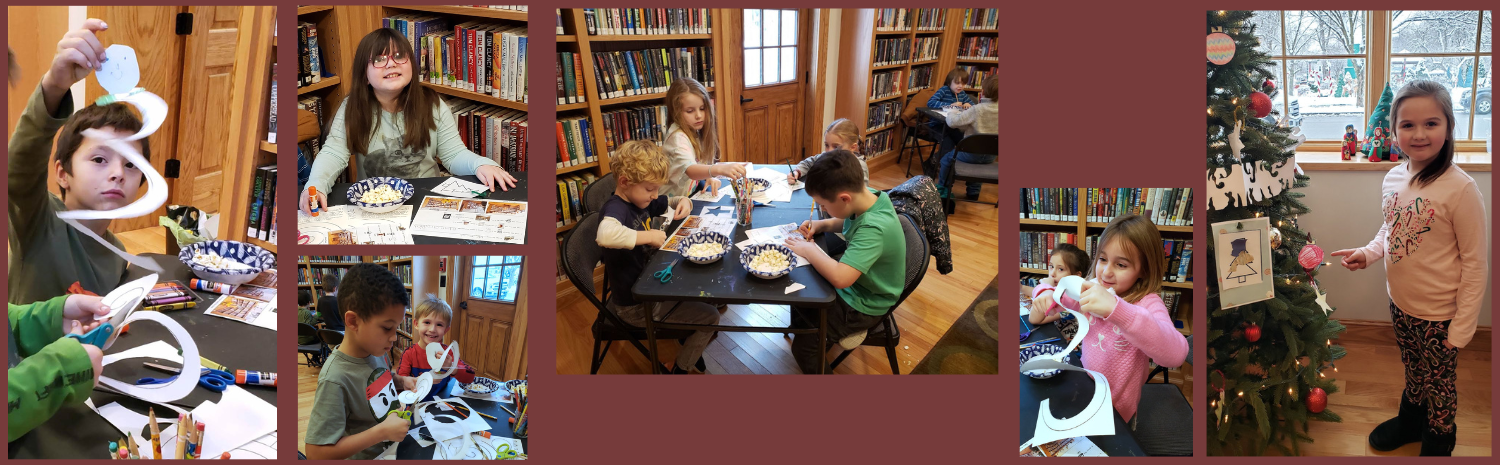 students working on crafts at tables in the Fort Plain Free Library