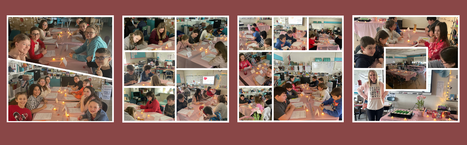 students sitting at tables with forms, discussing books