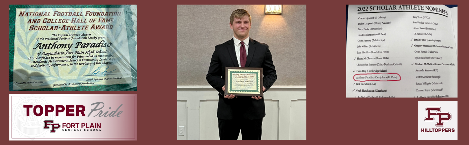 Anthony Paradiso holding award, photos of award and program